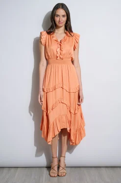 Elie Tahari Dresses & Jumpsuits|Midi Dresses-Ruffle Midi Dress HOPSCOTCH