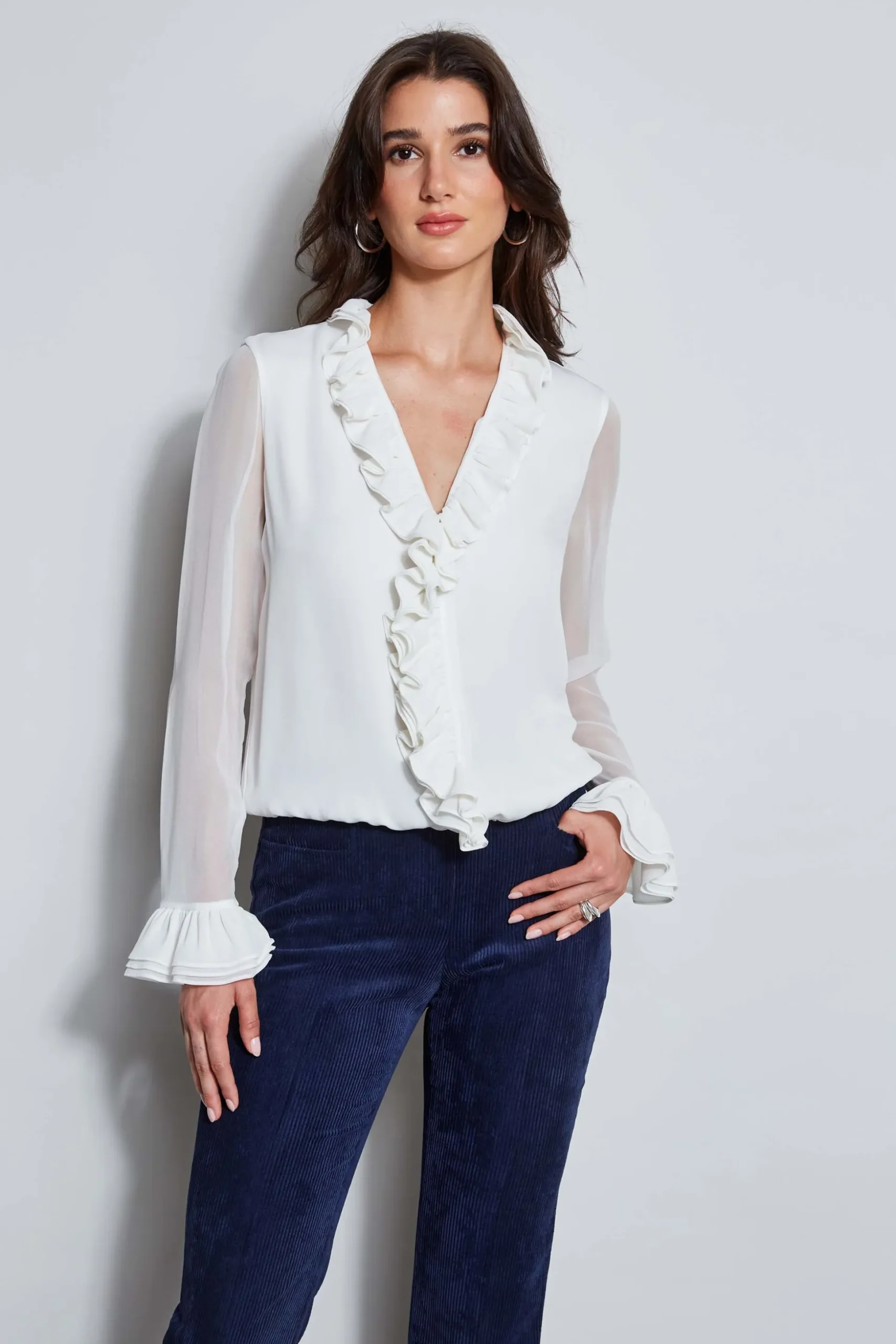 Elie Tahari Tops & Sweaters-Ruffle Silk Shirt FRESHPEARL