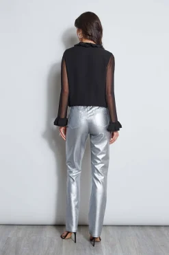Elie Tahari Tops & Sweaters-Ruffle Silk Shirt BLACK