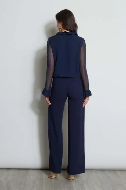 Elie Tahari Tops & Sweaters|Suiting-Ruffle Silk Shirt GALAXYNAVY