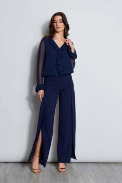 Elie Tahari Tops & Sweaters|Suiting-Ruffle Silk Shirt GALAXYNAVY