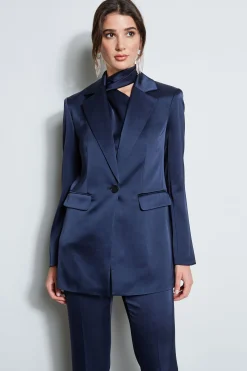 Elie Tahari Jackets & Blazers-Satin Boyfriend Blazer MIDNIGHT