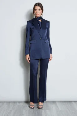 Elie Tahari Jackets & Blazers-Satin Boyfriend Blazer MIDNIGHT