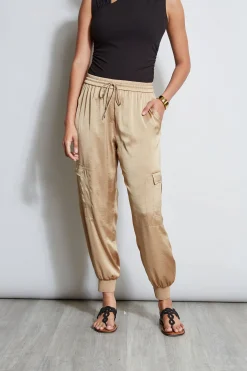Elie Tahari Bottoms-Satin Cargo Pant SANDCASTLE