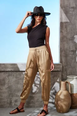 Elie Tahari Bottoms-Satin Cargo Pant SANDCASTLE