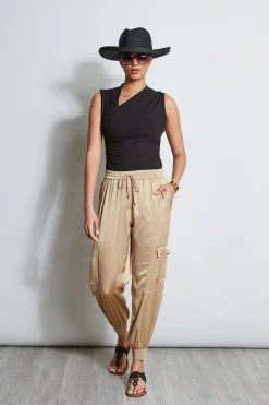 Elie Tahari Bottoms-Satin Cargo Pant SANDCASTLE