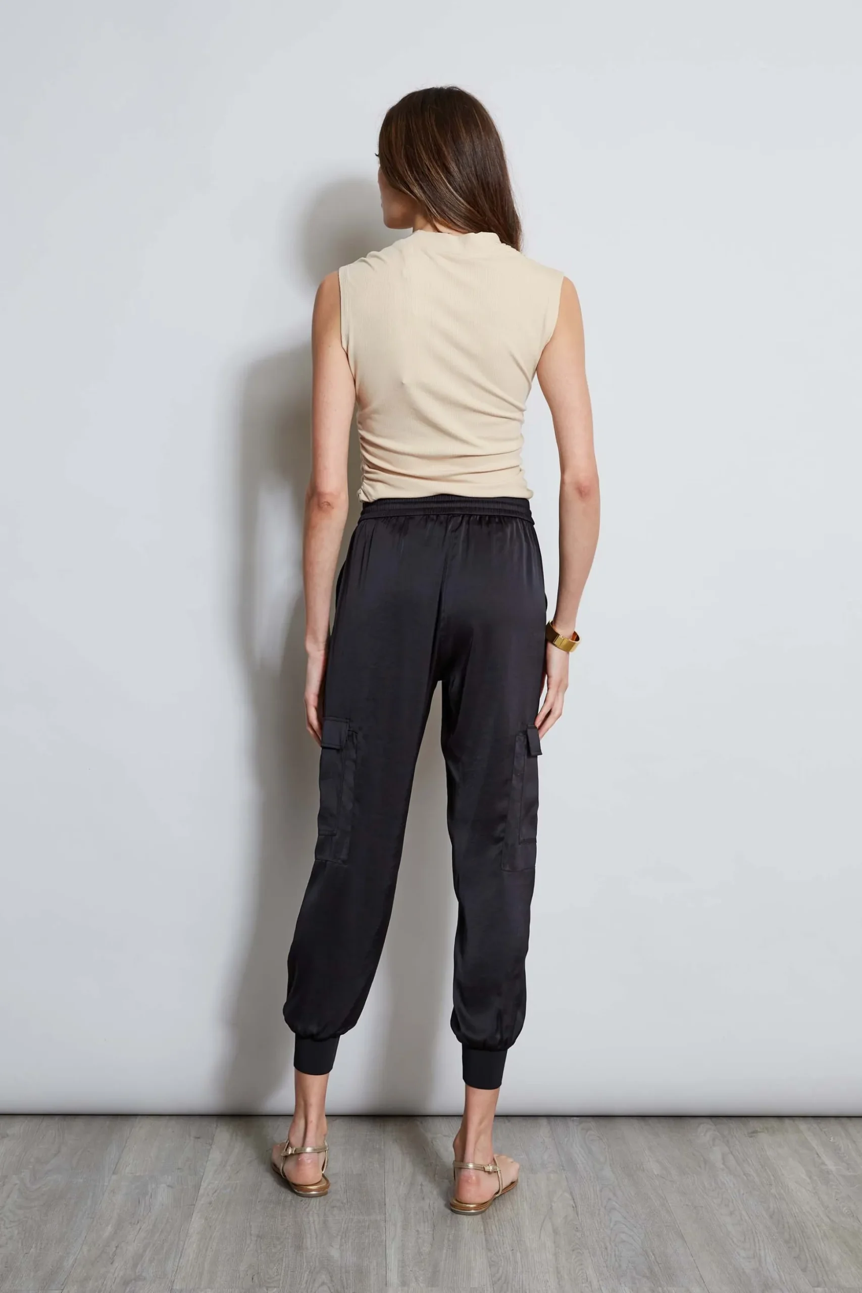 Elie Tahari Bottoms-Satin Cargo Pant BLACK