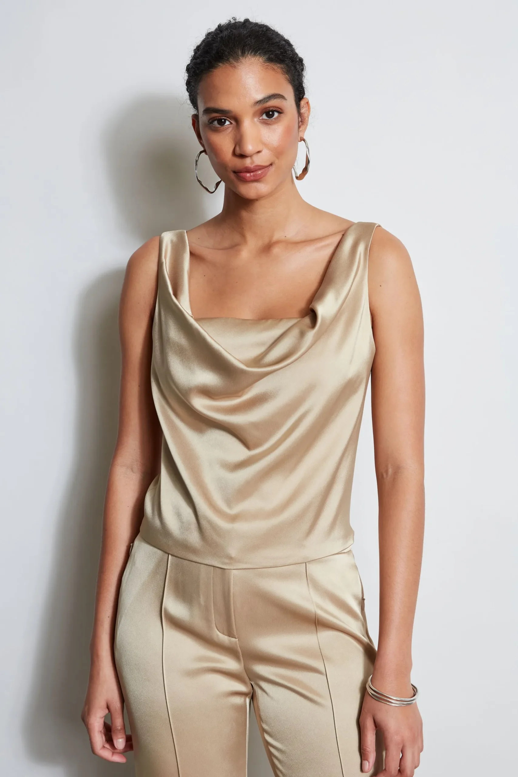 Elie Tahari Tops & Sweaters-Satin Cowl Cami SANDCASTLE