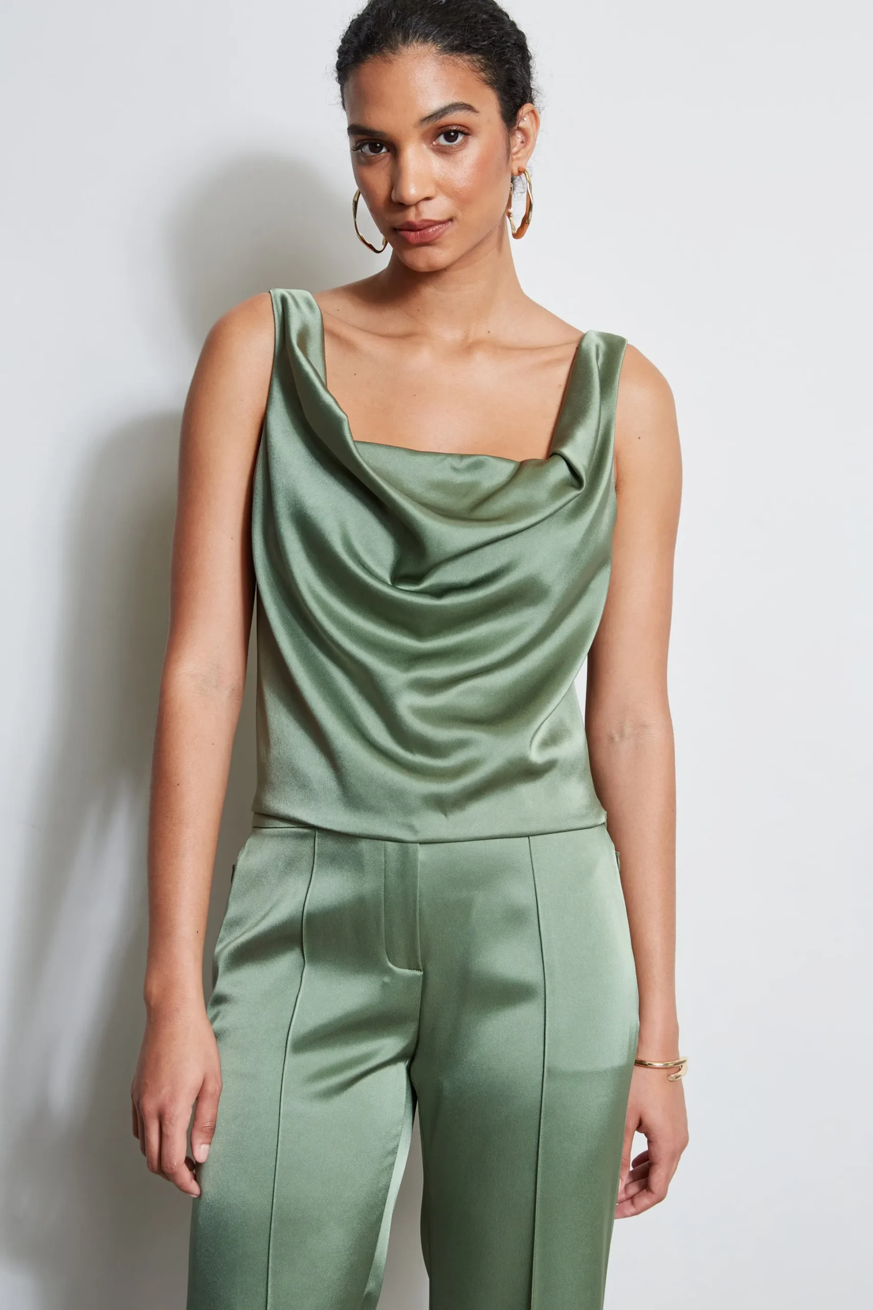 Elie Tahari Tops & Sweaters-Satin Cowl Cami TUSCANOLIVE