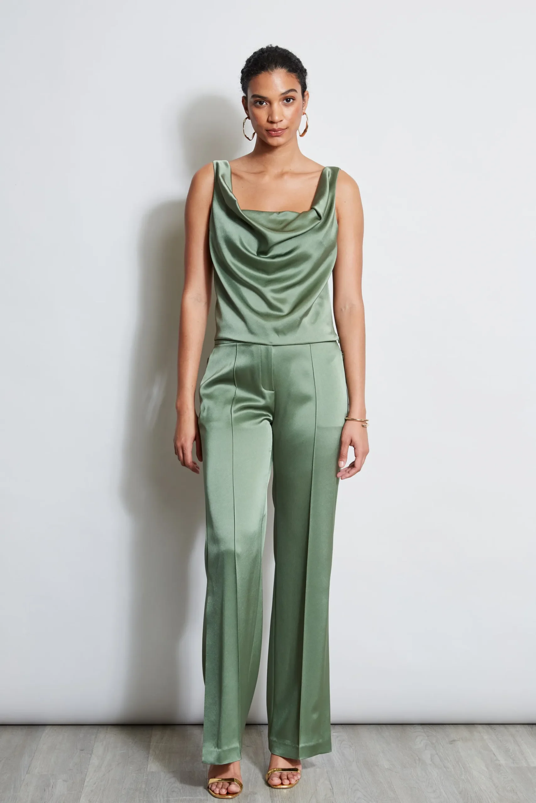 Elie Tahari Tops & Sweaters-Satin Cowl Cami TUSCANOLIVE
