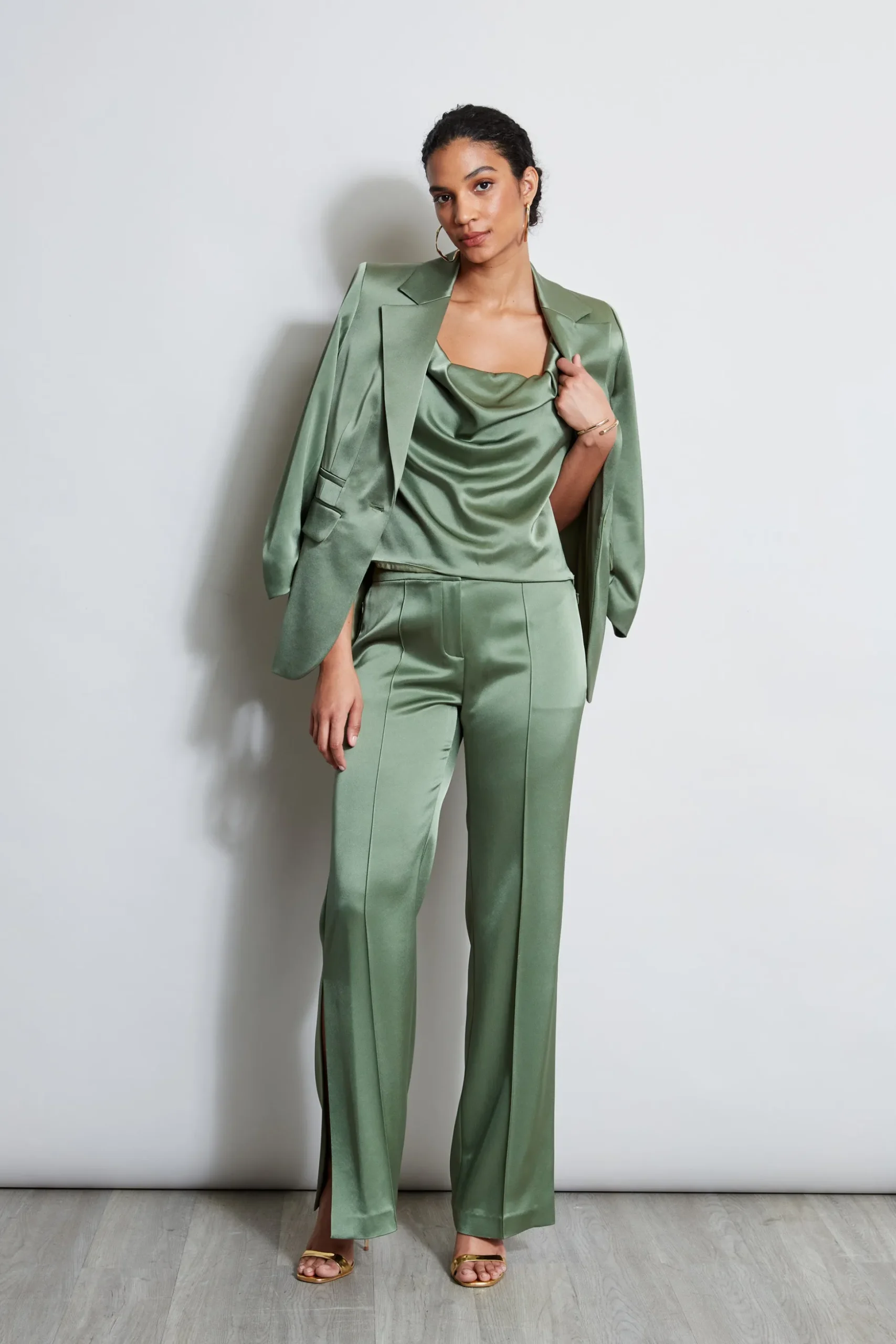 Elie Tahari Tops & Sweaters-Satin Cowl Cami TUSCANOLIVE