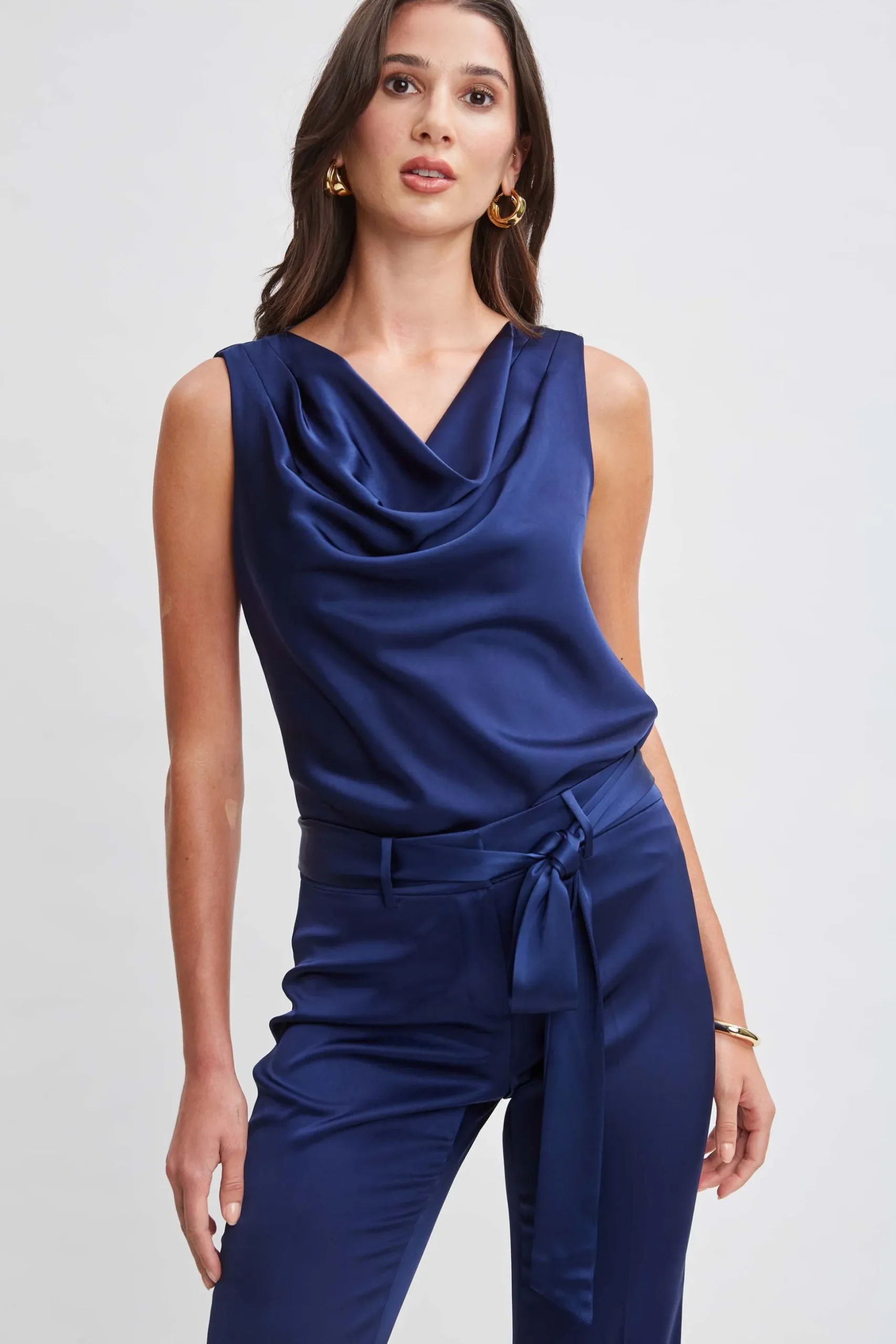 Elie Tahari Tops & Sweaters-Satin Cowl Top MIDNIGHT