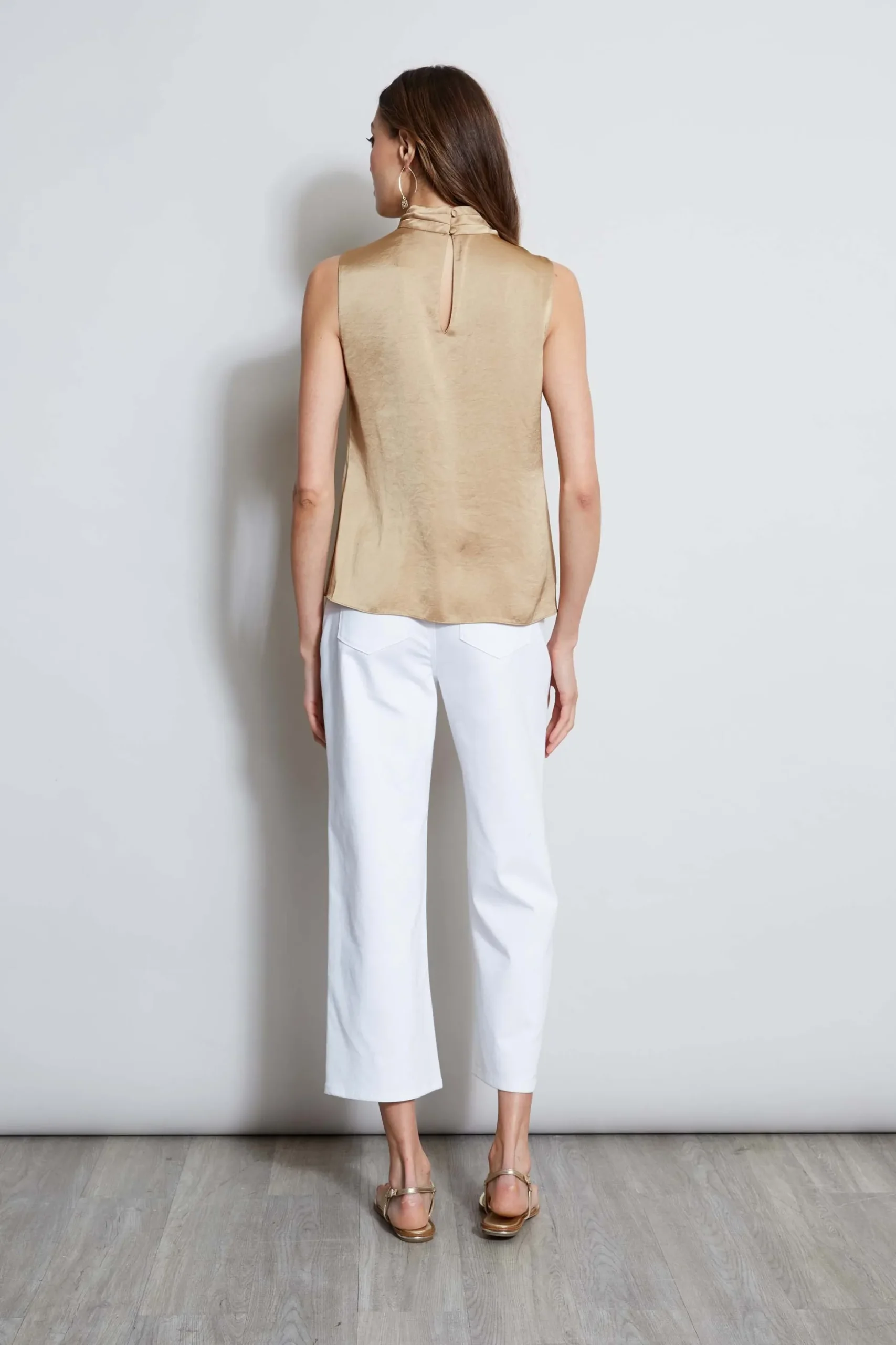 Elie Tahari Tops & Sweaters-Satin Draped Neck Top SANDCASTLE