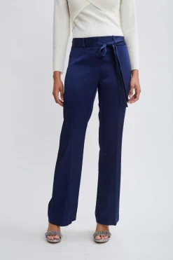 Elie Tahari Bottoms-Satin Fit & Flare Sash Pant MIDNIGHT