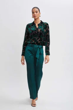 Elie Tahari Bottoms-Satin Fit & Flare Sash Pant JADITE