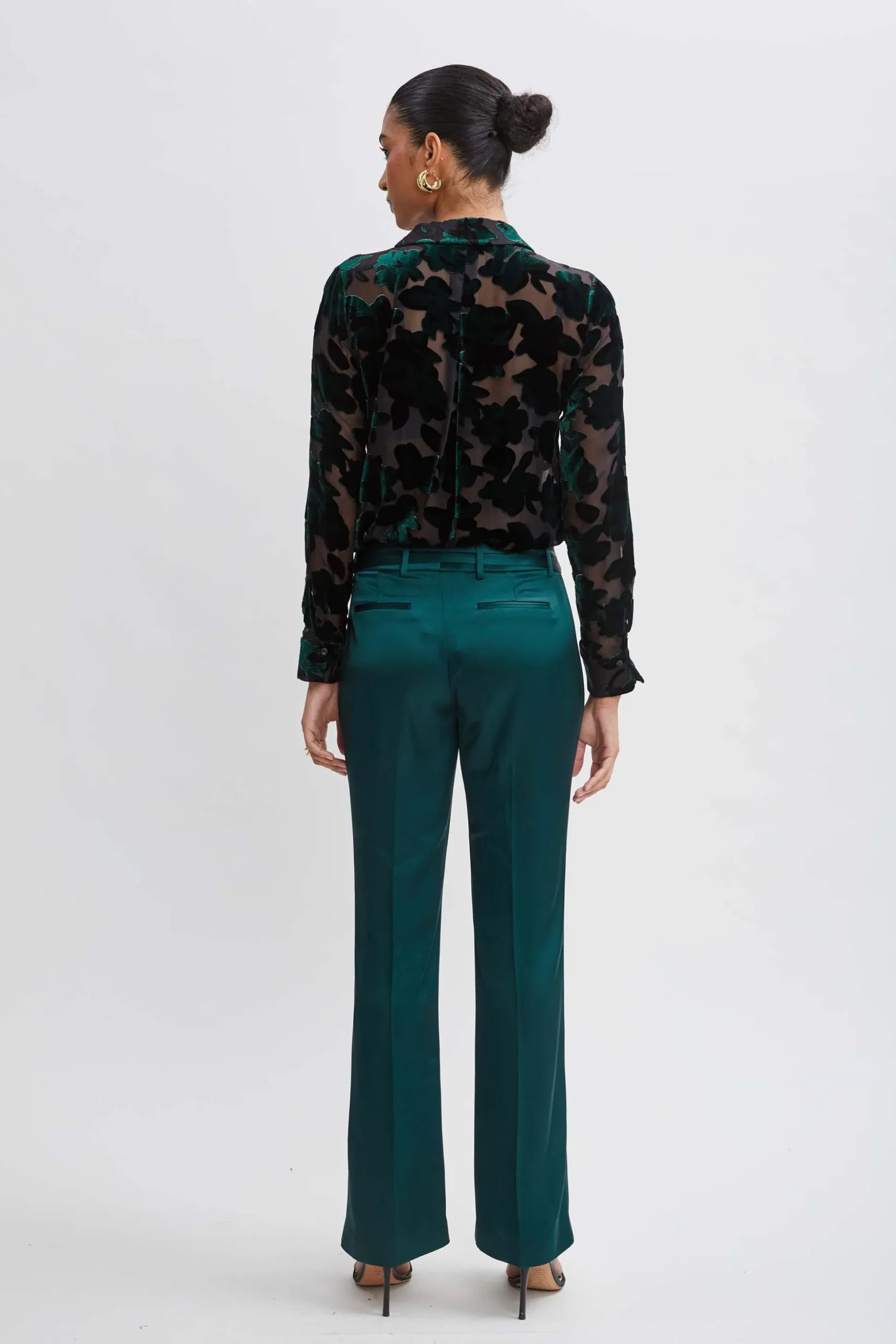 Elie Tahari Bottoms-Satin Fit & Flare Sash Pant JADITE