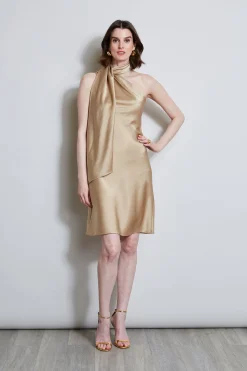 Elie Tahari Dresses & Jumpsuits|Short Dresses-Satin Scarf Dress SANDCASTLE