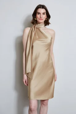 Elie Tahari Dresses & Jumpsuits|Short Dresses-Satin Scarf Dress SANDCASTLE