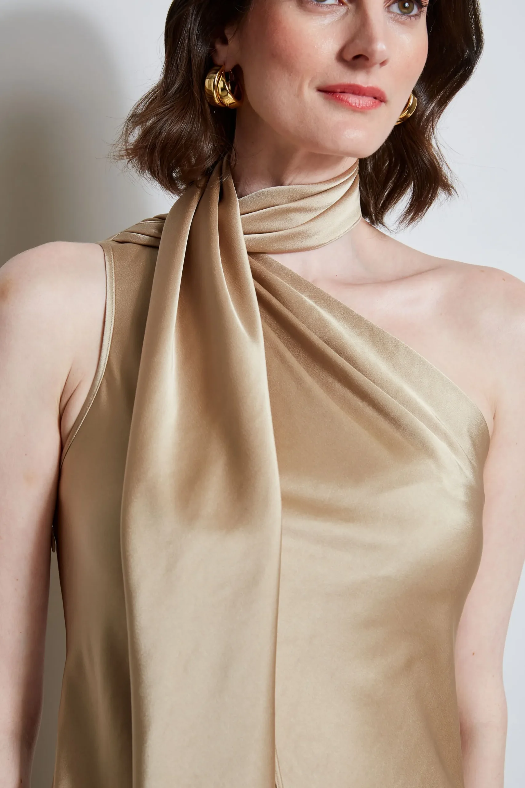 Elie Tahari Dresses & Jumpsuits|Short Dresses-Satin Scarf Dress SANDCASTLE