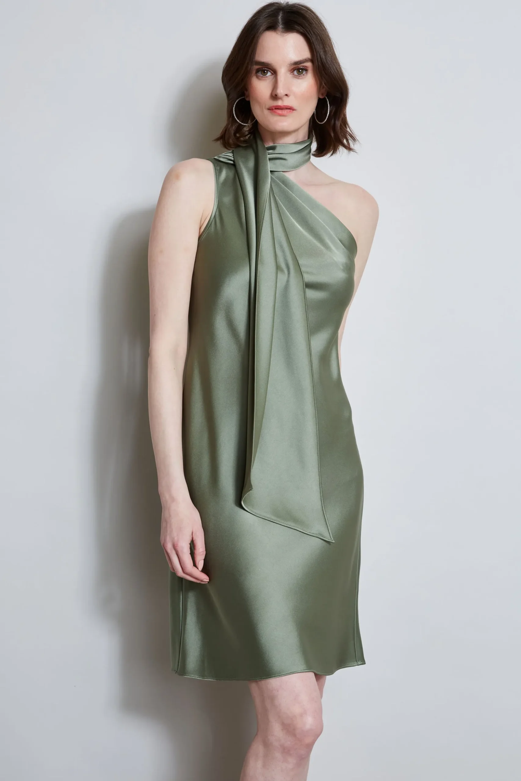 Elie Tahari Dresses & Jumpsuits|Short Dresses-Satin Scarf Dress TUSCANOLIVE