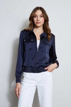 Elie Tahari Jackets & Blazers-Satin Utility Pocket Jacket STARGAZER