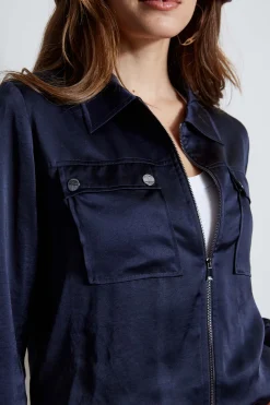 Elie Tahari Jackets & Blazers-Satin Utility Pocket Jacket STARGAZER