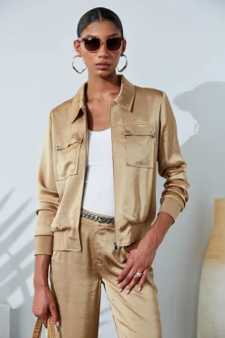 Elie Tahari Jackets & Blazers-Satin Utility Pocket Jacket SANDCASTLE