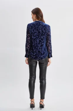 Elie Tahari Tops & Sweaters-Satin Velvet Burnout Shirt STARGAZER