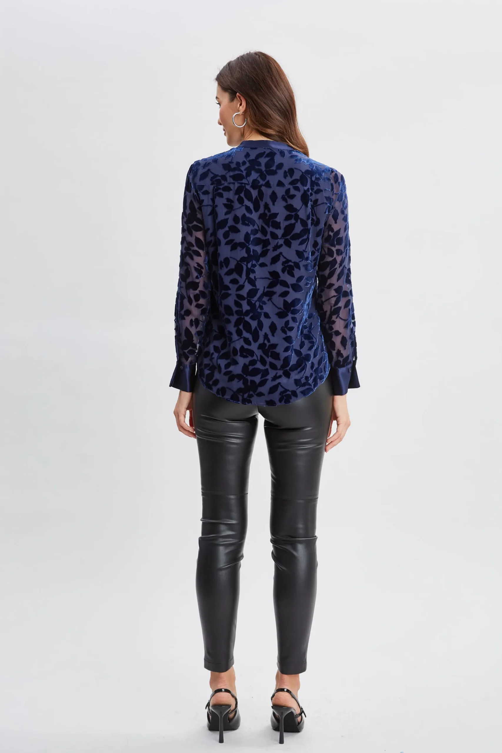 Elie Tahari Tops & Sweaters-Satin Velvet Burnout Shirt STARGAZER