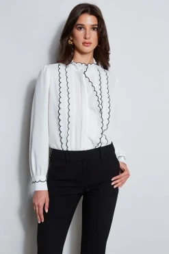 Elie Tahari Tops & Sweaters-Scallop Button Down Shirt SkyWhite