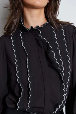 Elie Tahari Tops & Sweaters-Scallop Button Down Shirt Noir