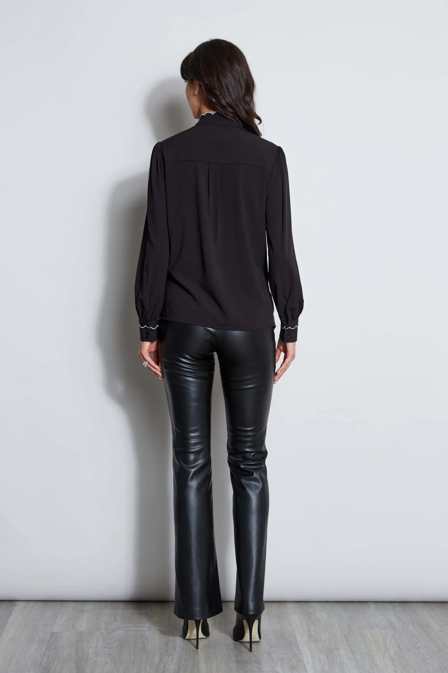 Elie Tahari Tops & Sweaters-Scallop Button Down Shirt Noir