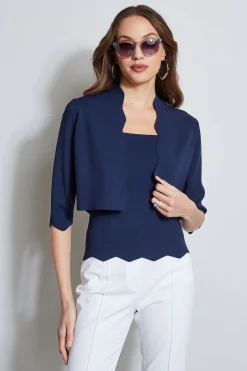 Elie Tahari Tops & Sweaters-Scallop Cardigan STARGAZER