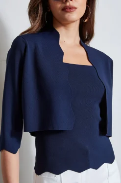 Elie Tahari Tops & Sweaters-Scallop Cardigan STARGAZER