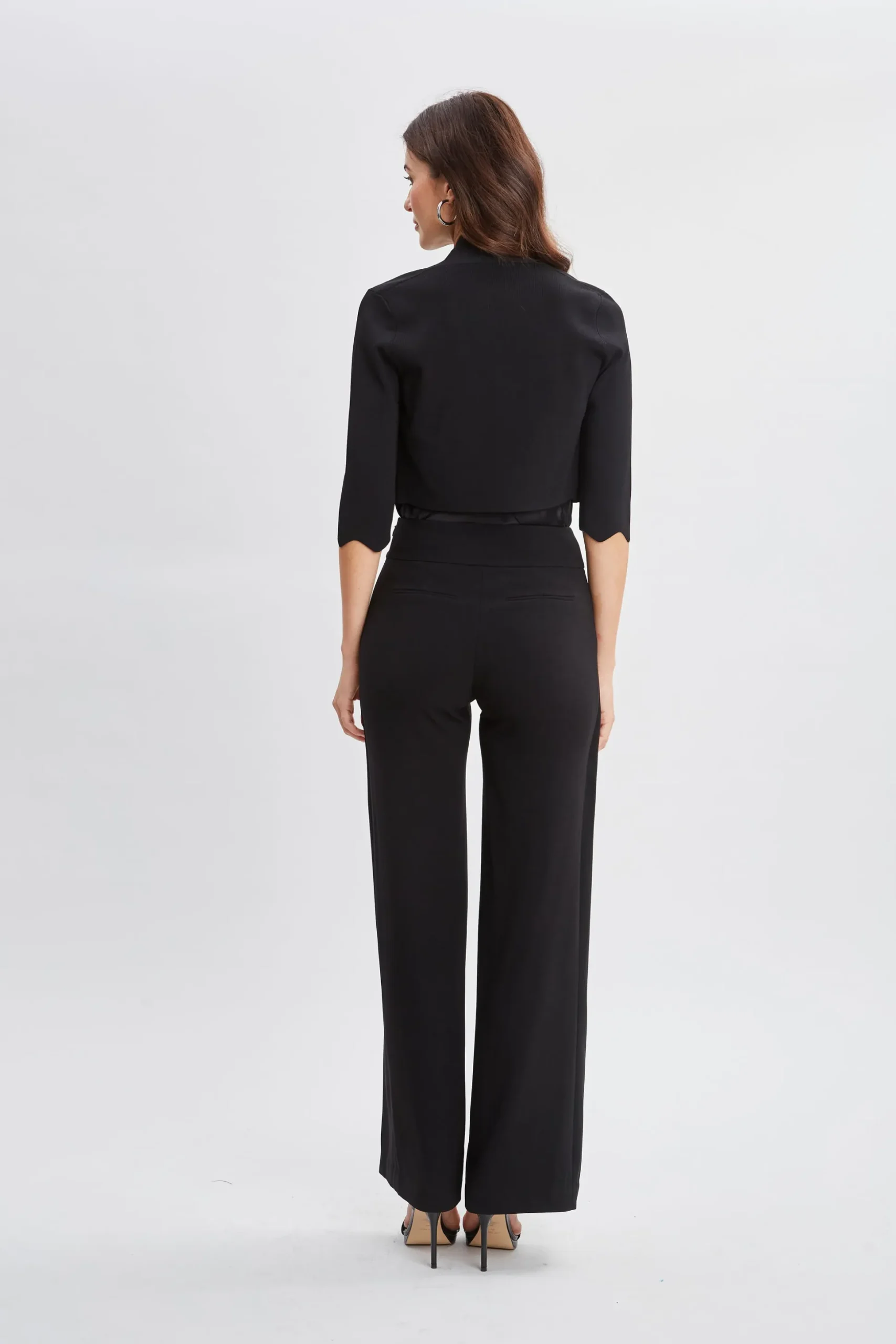 Elie Tahari Tops & Sweaters-Scallop Cardigan BLACK