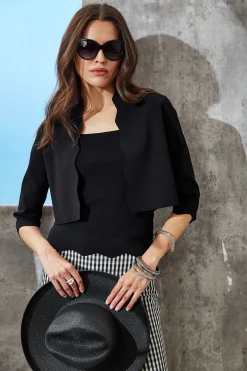 Elie Tahari Tops & Sweaters-Scallop Hem Sweater Tank BLACK