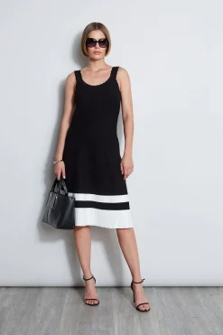 Elie Tahari Dresses & Jumpsuits|Sleeveless Dresses-Scallop Knit Dress Noir/SkyWhite