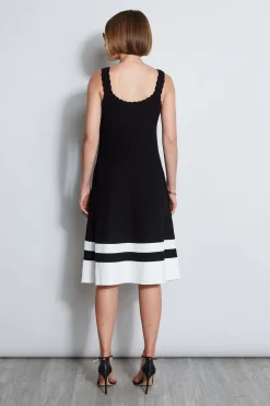 Elie Tahari Dresses & Jumpsuits|Sleeveless Dresses-Scallop Knit Dress Noir/SkyWhite