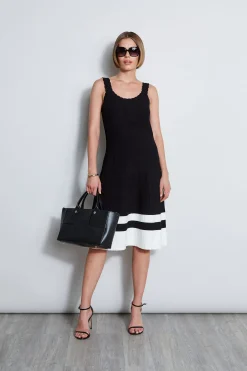 Elie Tahari Dresses & Jumpsuits|Sleeveless Dresses-Scallop Knit Dress Noir/SkyWhite