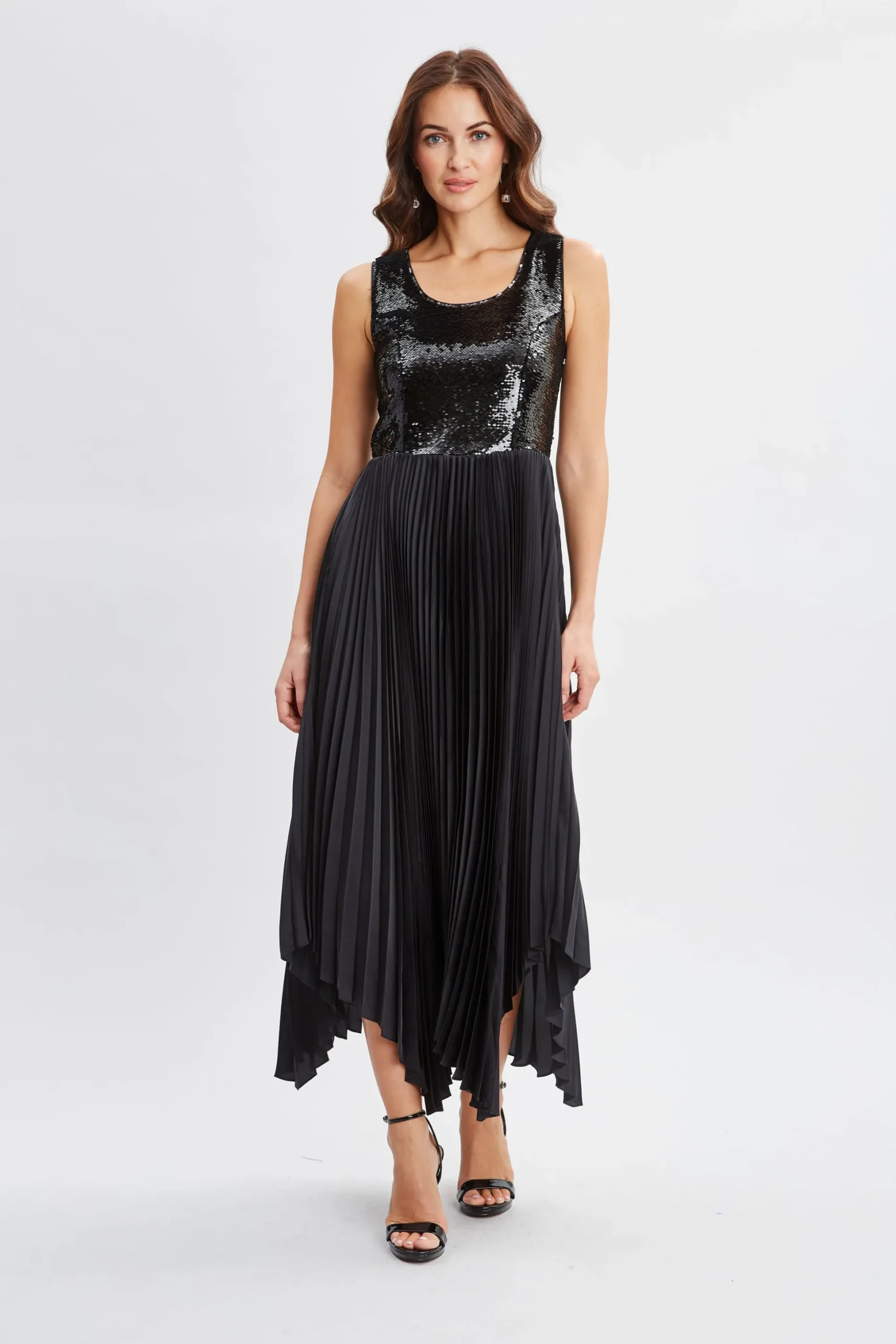 Elie Tahari Dresses & Jumpsuits-Sequin Bodice Pleated Dress Noir