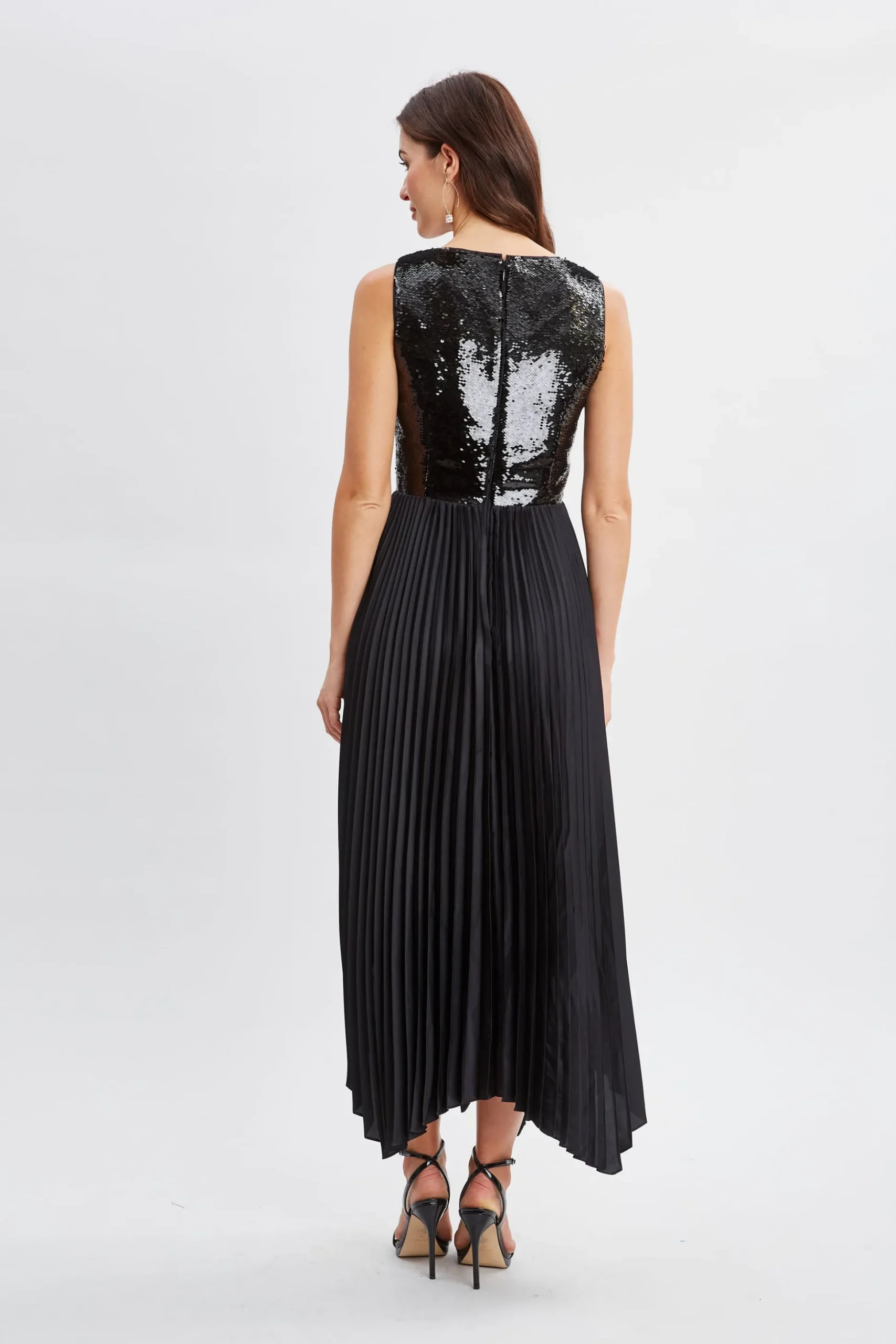 Elie Tahari Dresses & Jumpsuits-Sequin Bodice Pleated Dress Noir