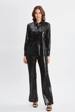 Elie Tahari Tops & Sweaters-Sequin Button Down Shirt BLACK
