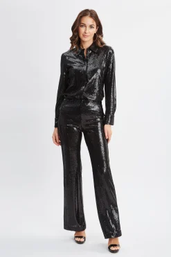 Elie Tahari Tops & Sweaters-Sequin Button Down Shirt BLACK