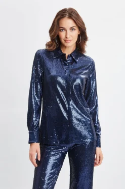 Elie Tahari Tops & Sweaters-Sequin Button Down Shirt TWILIGHT