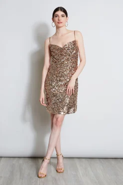 Elie Tahari Dresses & Jumpsuits|Sleeveless Dresses-Sequin Cowl Dress ROSEGOLD