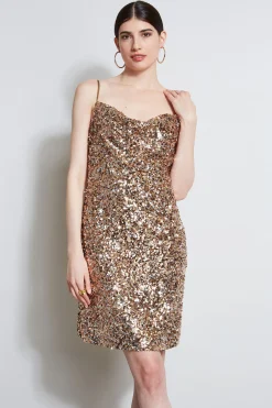 Elie Tahari Dresses & Jumpsuits|Sleeveless Dresses-Sequin Cowl Dress ROSEGOLD