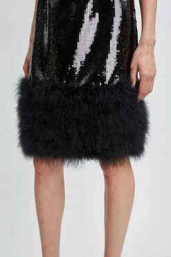 Elie Tahari Dresses & Jumpsuits-Sequin Feather Hem Dress NOIRSEQUIN