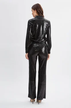 Elie Tahari Bottoms-Sequin Pant BLACK