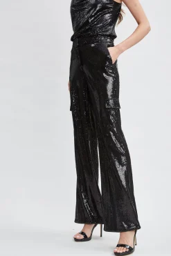Elie Tahari Bottoms-Sequin Pocket Pant BLACK