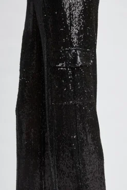 Elie Tahari Bottoms-Sequin Pocket Pant BLACK